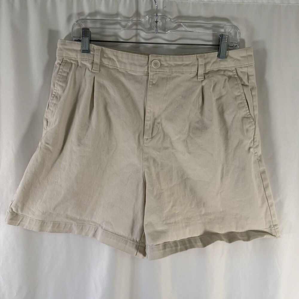 Banana Republic Chino Shorts Women's 12 Khaki Pleated Cotton Blend 5" Inseam